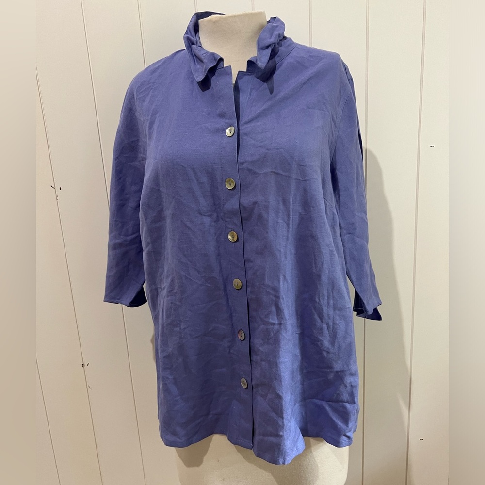 Soft Surroundings Linen Blend blouse top size PL lavender purple